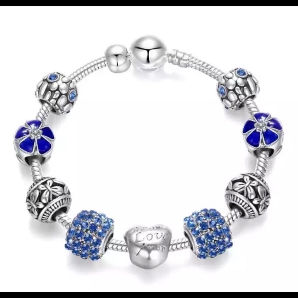 TRENDY BLUE 9 PIECE CHARM BRACELET‎